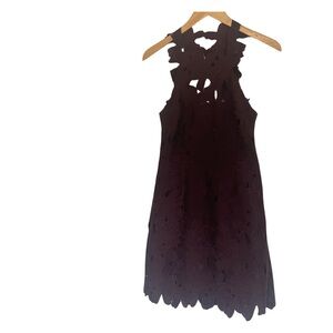 Free People deep purple open cutwork cocktail dress.
